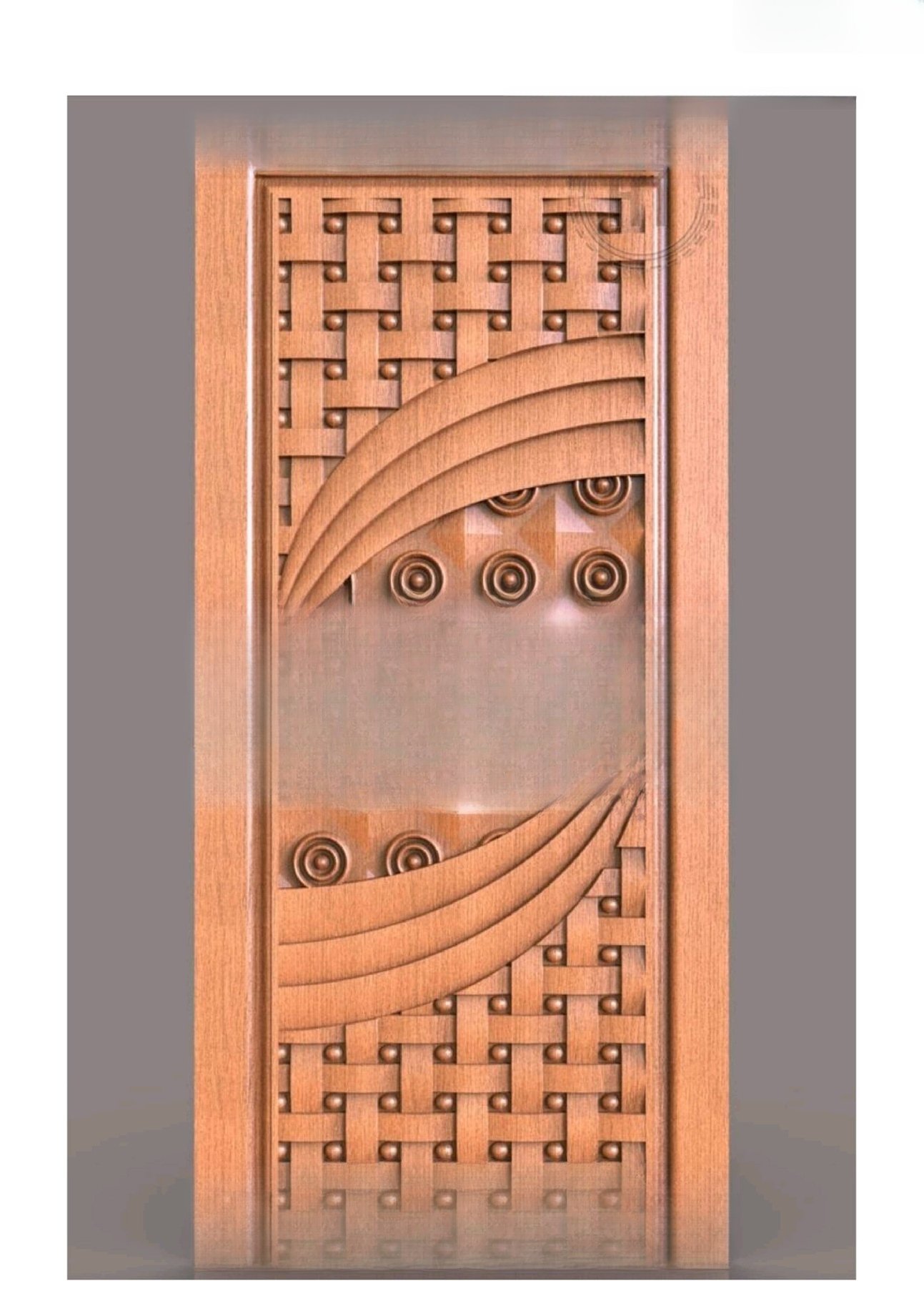 GSK HT - PAGE-15 Modern Geometric Abstract Wood Carving Door 3D Model